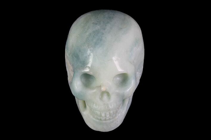 Realistic, Carved, White and Green Jade Skull #116568